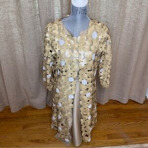 Simply Stunning Etcetera Taupe Silk Dress with Paillette Topper, size 4